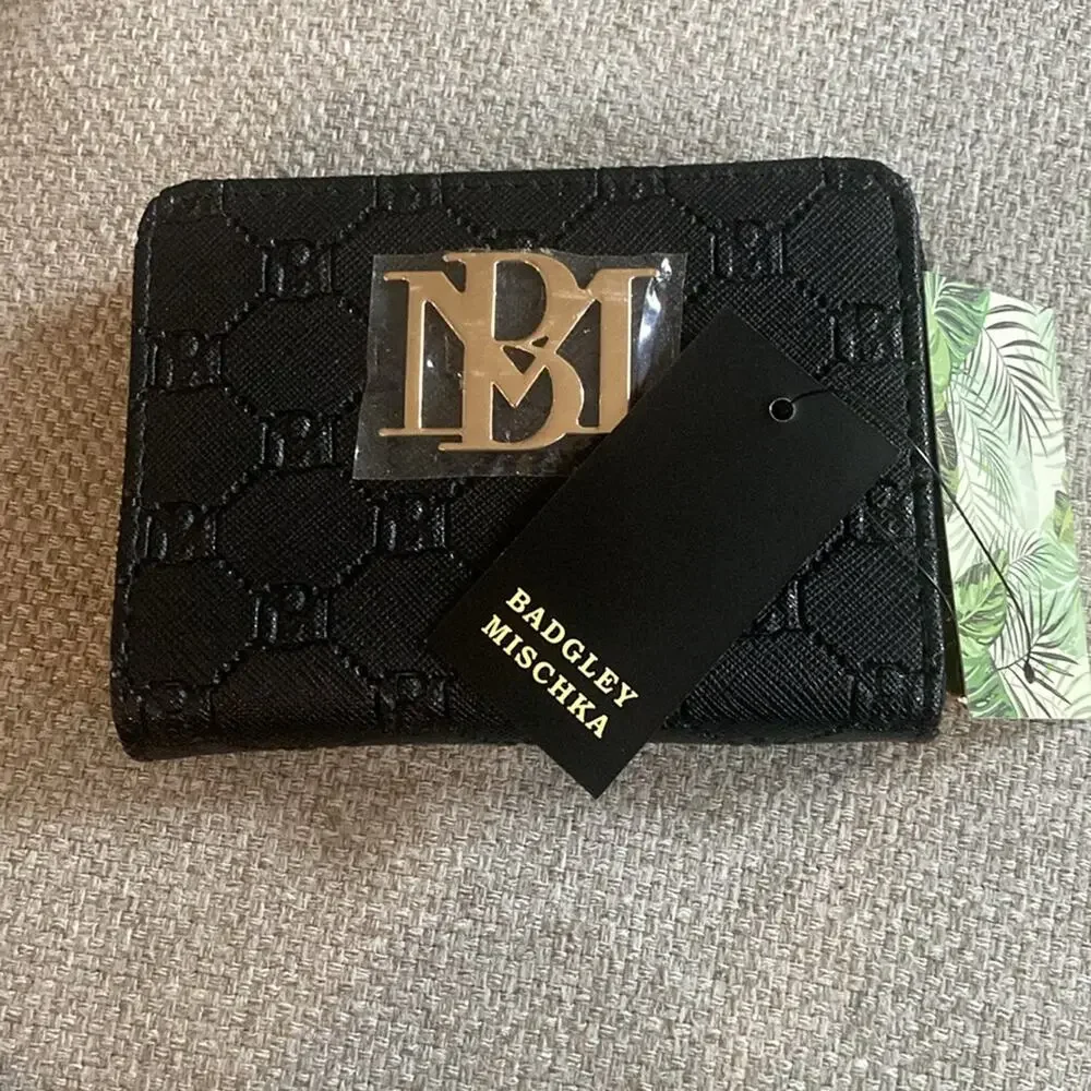 Badgley Mischka black Small Zip Around Wallet